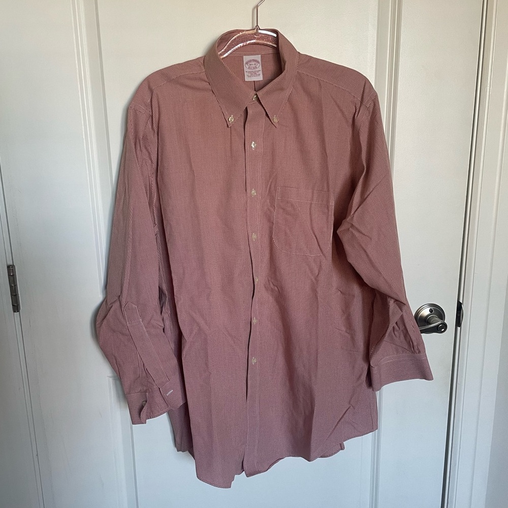 Brooks Brothers original fit non iron tiny check button up dress shirt 16.5 - 32